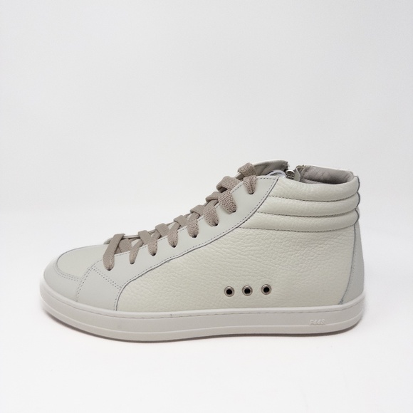 p448 Skate White High Tops Pink Laces Iridescent Detail on Tongue size 39 - Picture 1 of 7